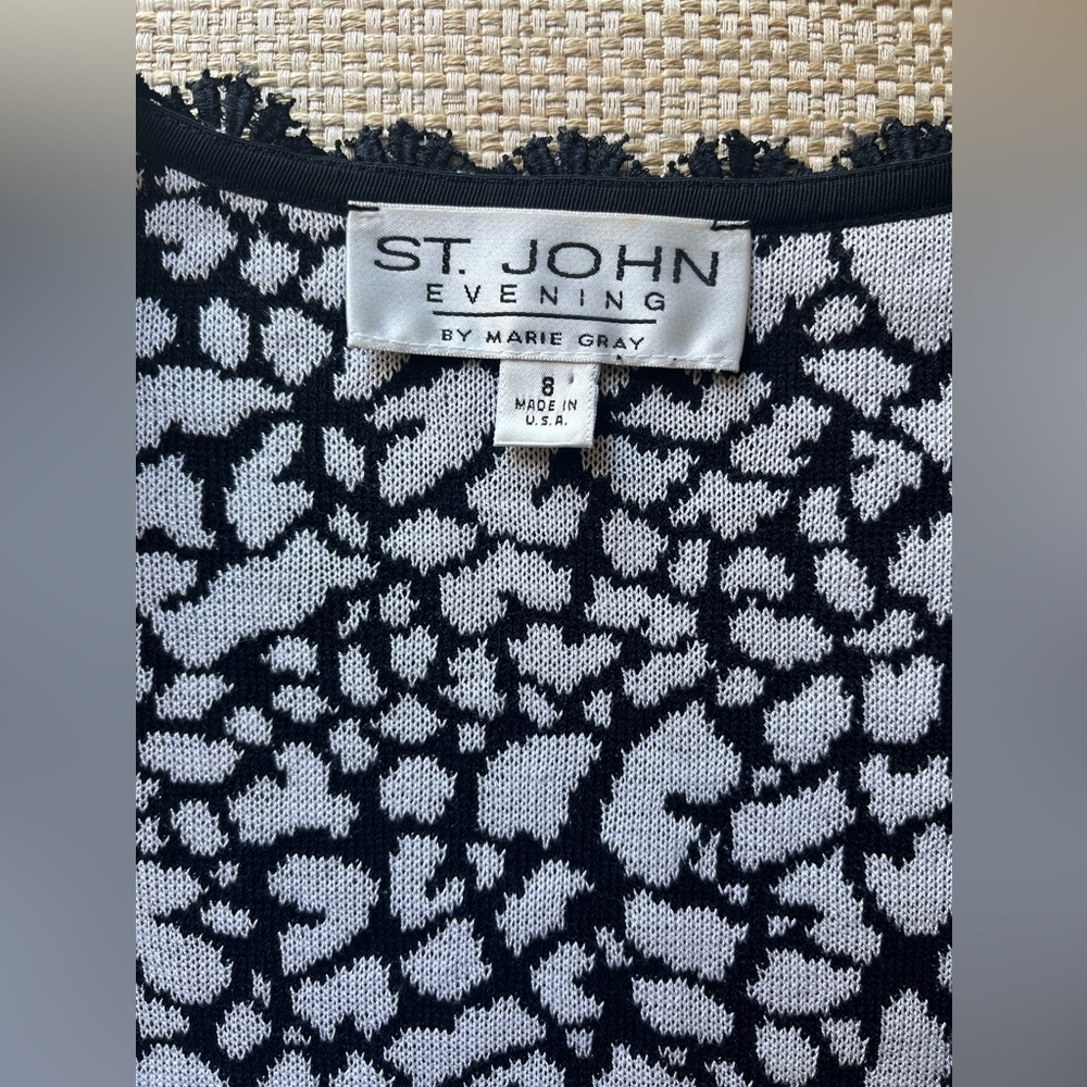Vintage St. John Evening by Marie Gray leopard print knit cardigan and skirt - Picture 4 of 12